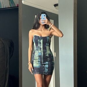 Denim Patchwork Bodycon Dress